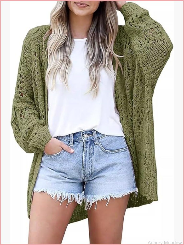Crochet Knitted Open Front Cardigan Oversized Boho Beach